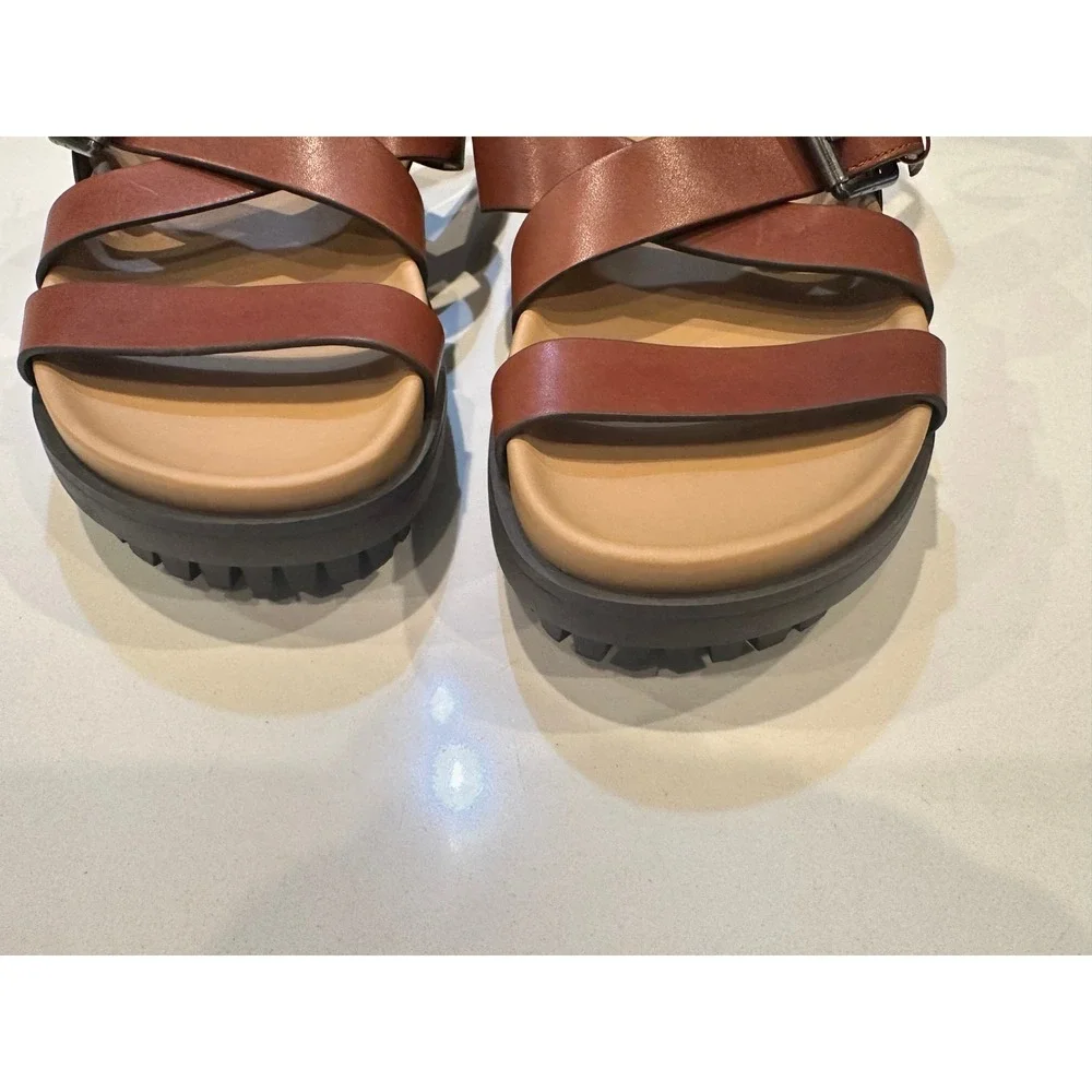 Sam Edelman Eleanora Leather Lug Sole Platform Gladiator Sandals Brown 9.5M